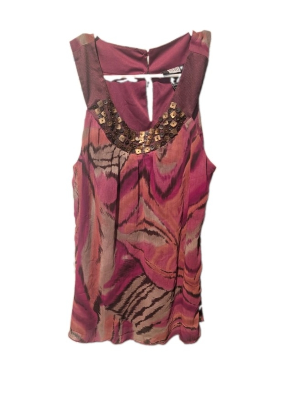 Studio 1940 Sleeveless Burgundy w/ Gold Beading Lined Blouse - Sz S